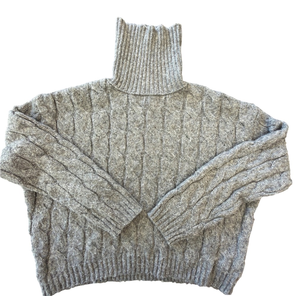 Pink Rose Womens Grey Cable Knit Turtleneck‎ Oversized Sweater PF4S26032RJ L